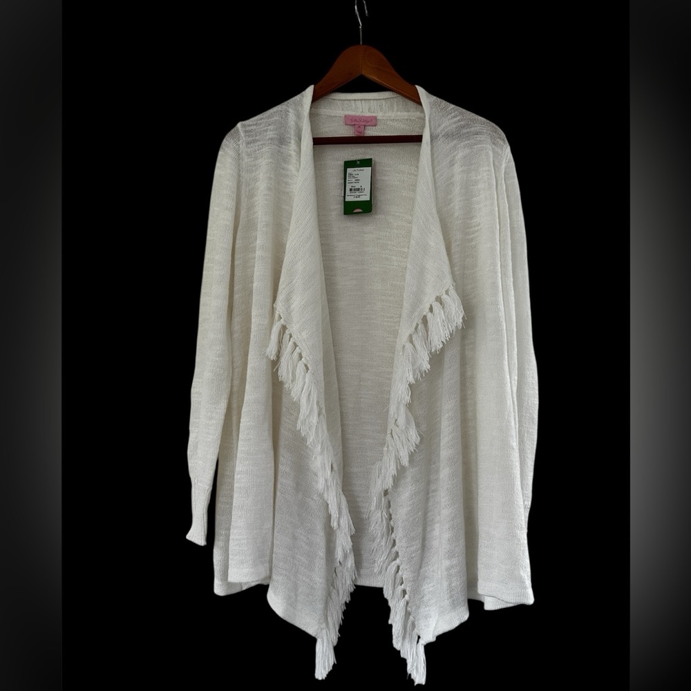 Lilly Pulitzer open cardigan with fringe